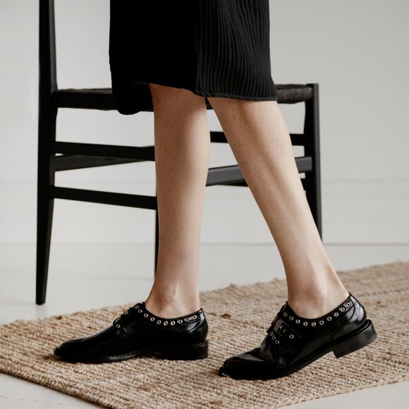 Clergerie Leather Eyelet Trim Oxfords - Picture 4 of 5